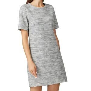 Club Monaco Womens 2 Gray Shanice Tweed Shift Short Sleeve Preppy Mini Dres